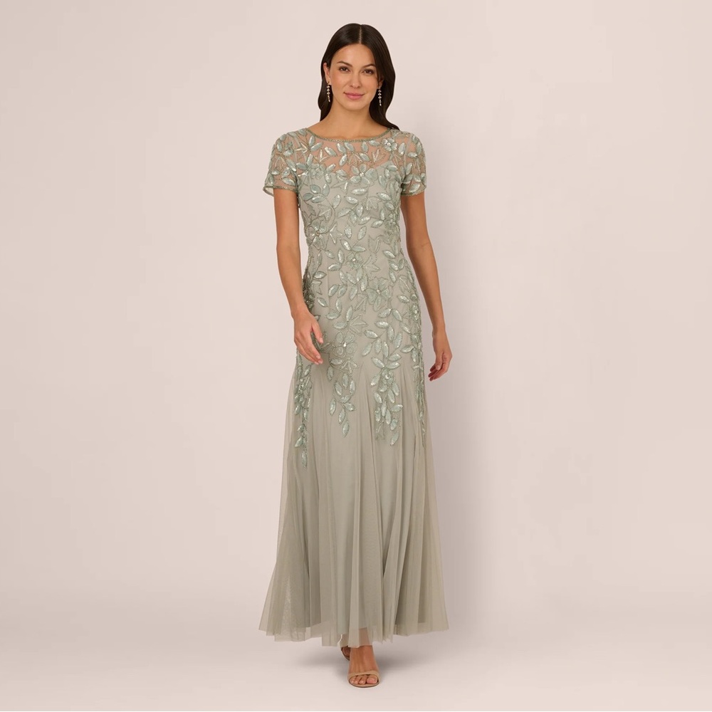 Adrianna Papell Light Sage Green Embellished Maxi Dress - Picture 4 of 8